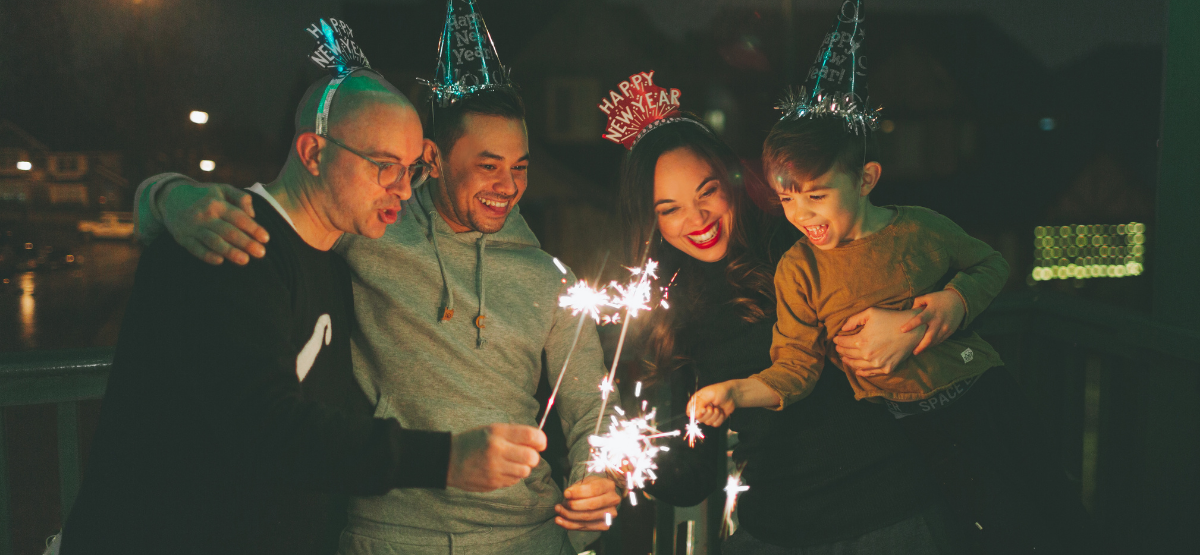 Family celebrating new years